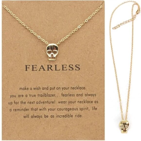 2 BOGO Gold Dipped Fearless Skull Magical Unicorn Pendant Necklaces Minimal NEW - Picture 3 of 7